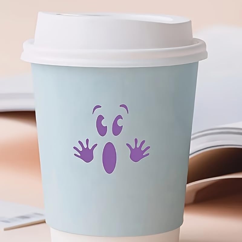Set of 6 Happy Face Reusable Stencil Template | 3x3 Inch PET Painting Stencils