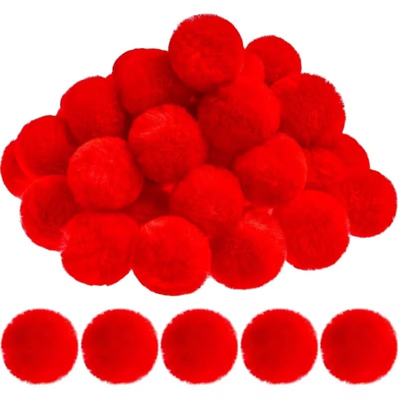 15 Pcs Red Pom Pom Balls (1.97 Inch) – Soft Plush Fabric Balls for Christmas Crafts