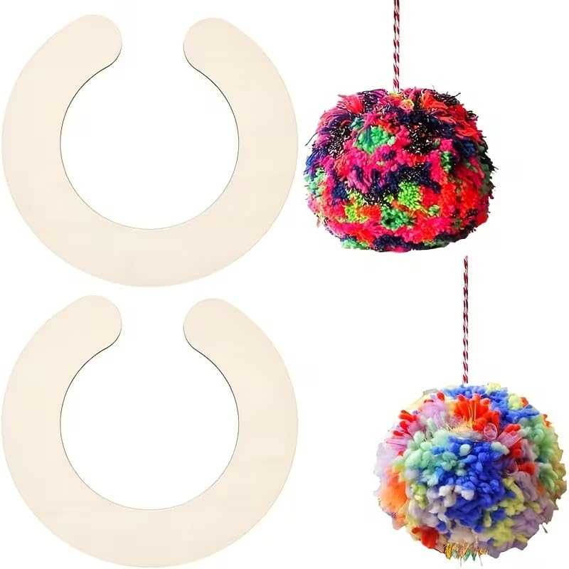 2 Pcs Wooden Yarn Ball Maker – Maker Tool with Colorful Flocking Decorations