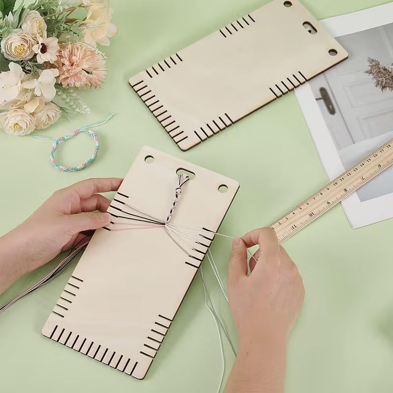 2 Pcs Pine MDF Thread Winding Boards – Wooden Floss Bobbin Organizer Cards for Cross