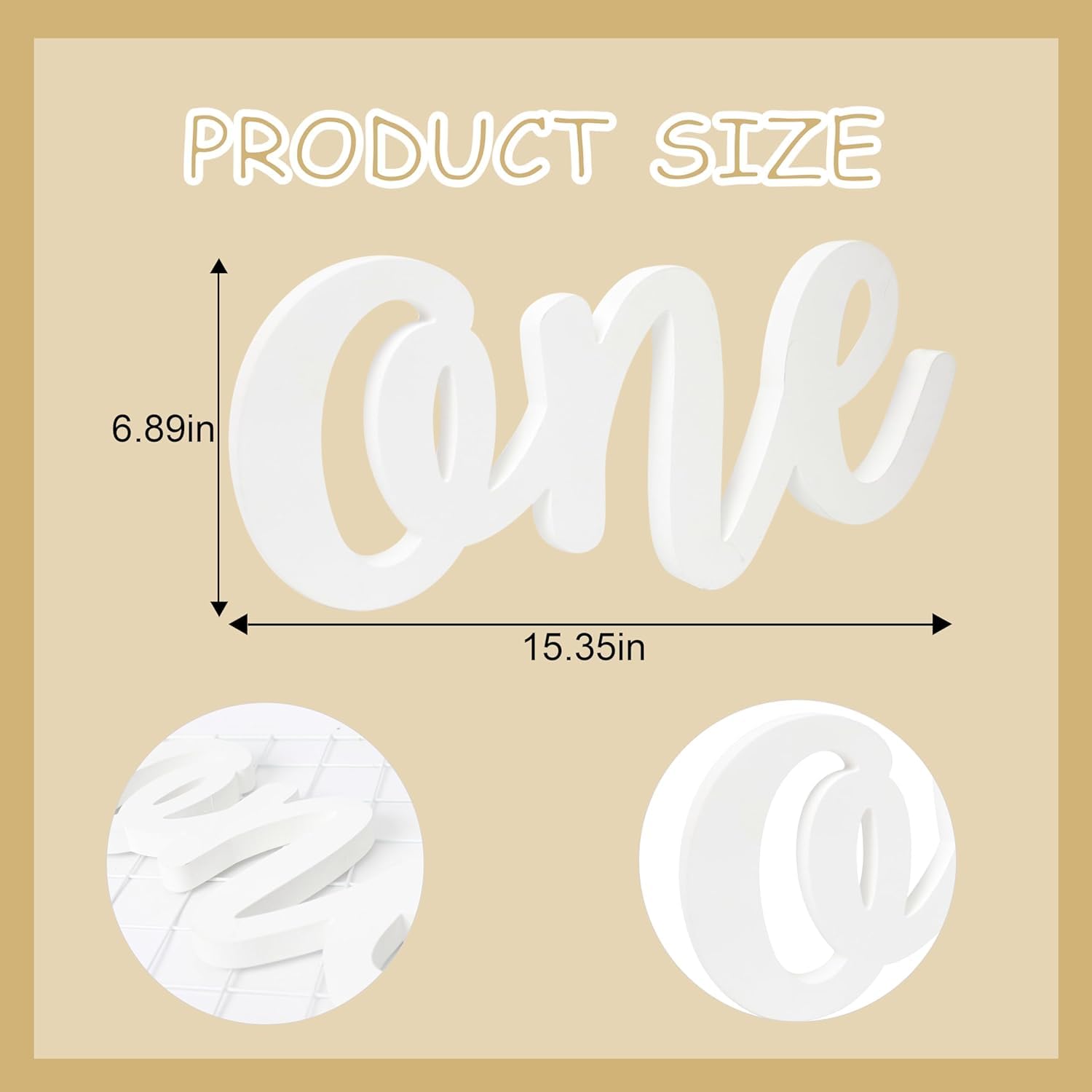 Wooden 1st Birthday Sign – White “ONE” Number Sign Cutout | First Birthday Party Decor