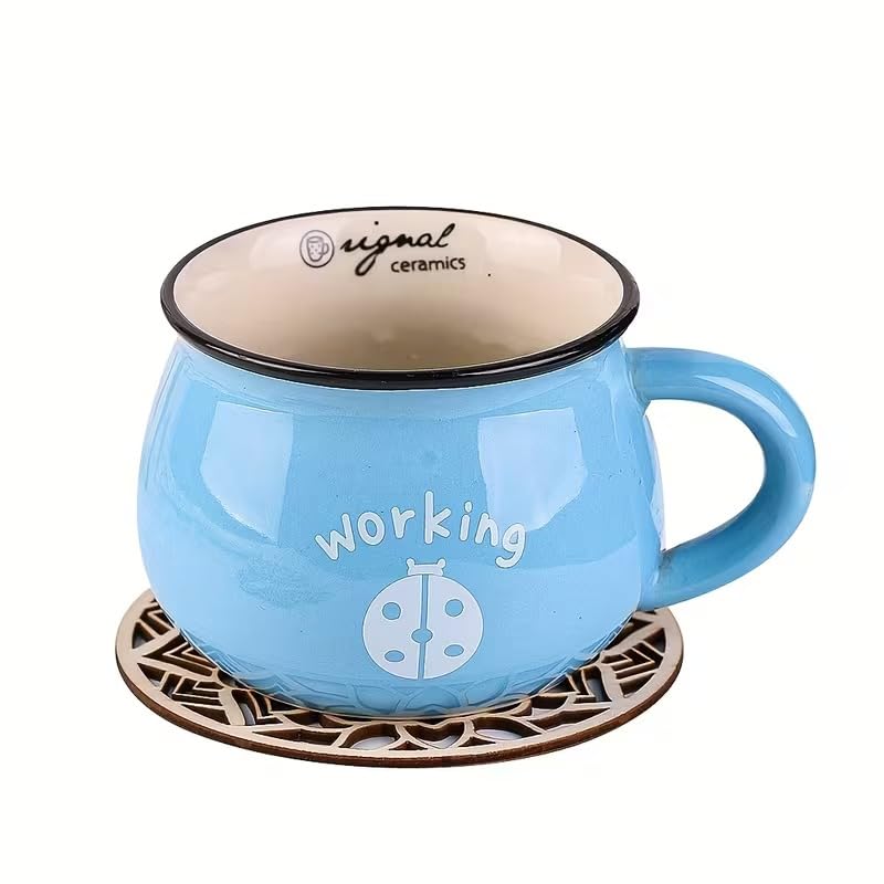 5 Pcs Seven Chakra Wooden Coasters | Laser Engraved MDF Coaster Set for Water Cups & Pots Spiritual