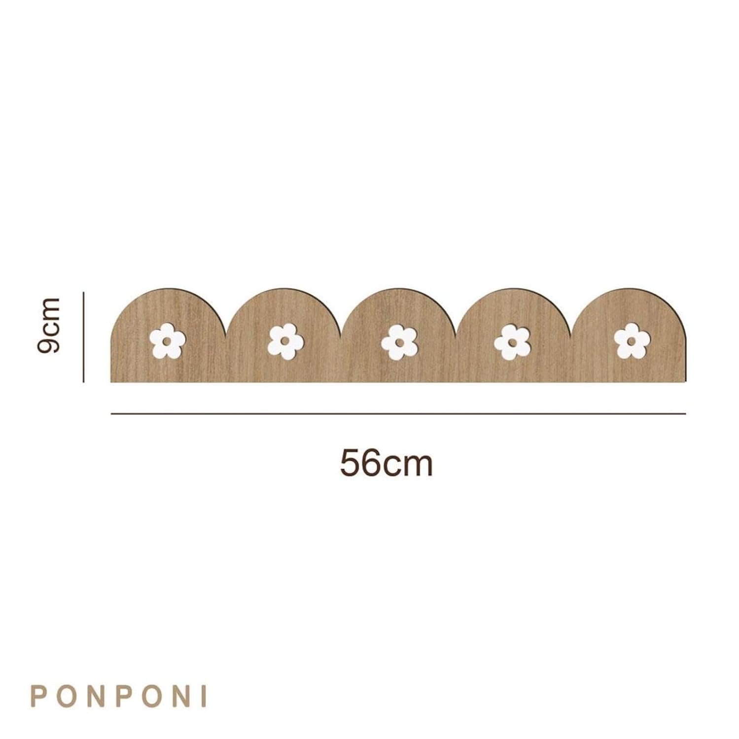 3 Pcs Wooden Scalloped Wall Molding with Daisy Flower Design | Decorative Chair Rail