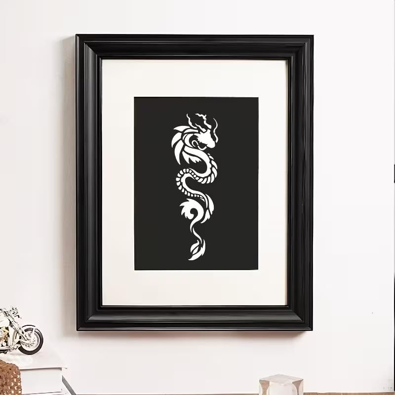 Set of 2 Dragon & Phoenix Painting Stencil | Reusable Craft Stencils | Chinese Dragon Phoenix Template for Wall Art