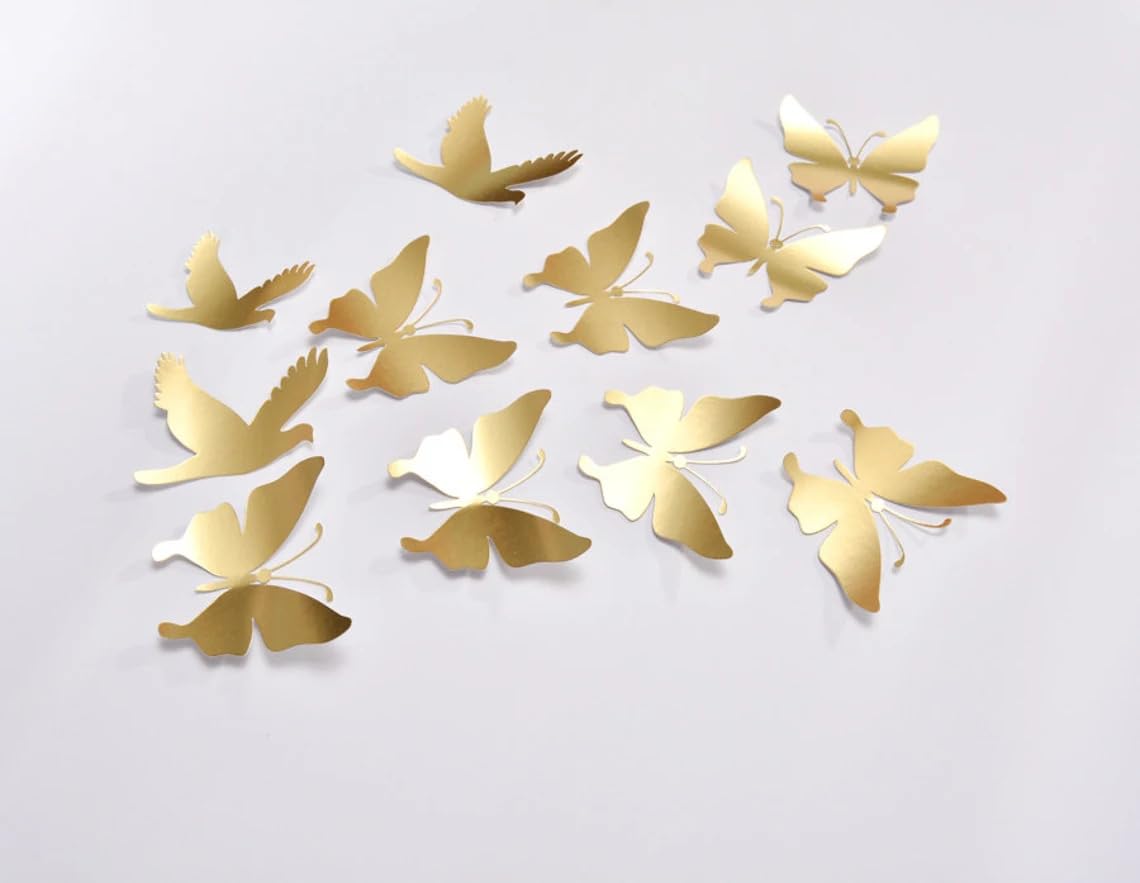 16 Pcs Gold Butterfly Wall Decor – 2.5x2.75 Inch Paper Butterflies