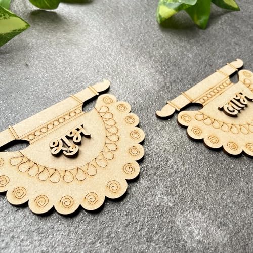 Door Entrance Hanging, 2-Layered 3mm Thick Pine MDF - Subh Labh for Home Decor and Festivals