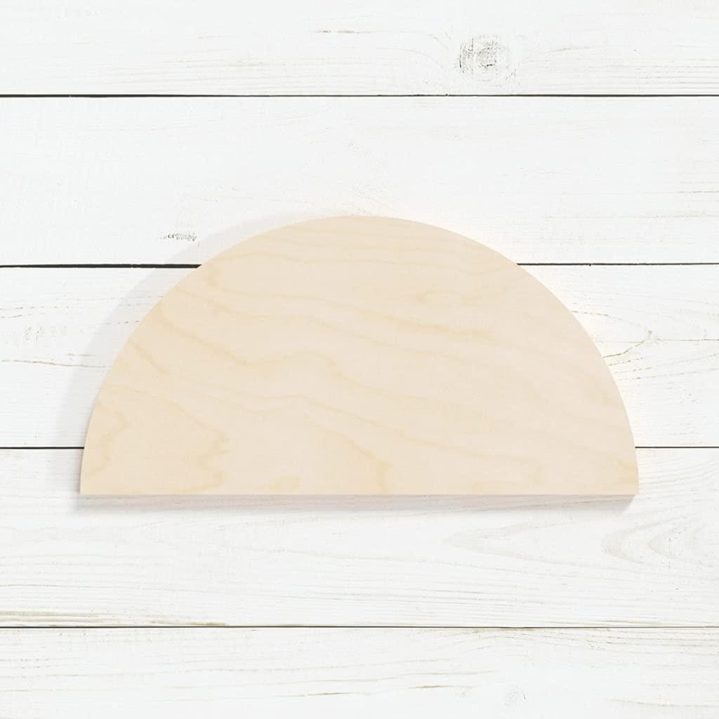 Haoser 10 Pcs Unfinished Wood Blank Semicircle Shape Board, 4mm Thick Wooden Cutout for DIY Craft Projects (HSR-BP4-SMICRCL_Beige_8x4IN) - Haoser