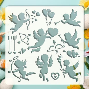 Cupid Love Painting Stencil 6 x 6 Inch | Reusable Craft Stencil | Valentine Cupid Template for Wall Painting