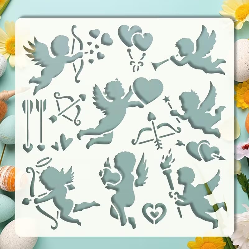 Cupid Love Painting Stencil 6 x 6 Inch | Reusable Craft Stencil | Valentine Cupid Template for Wall Painting