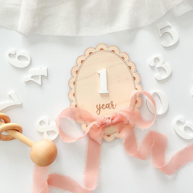 Haoser Baby Photo Props Cards for Baby Growth Recording (Ribbon)