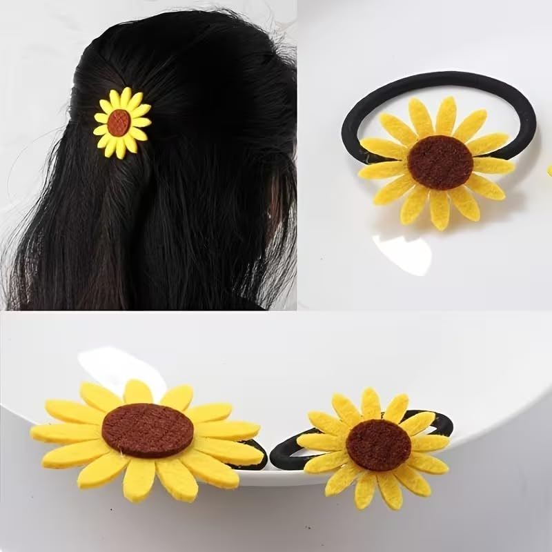 Curious Button 20 Pcs Felt Three-Layer Sunflower | DIY Felt Sunflower for Hair Clips, Hair Bands, Brooch Making, Sewing Crafts & Home Decoration, Felt Cutouts For Decorations, Sunflower Felt Cutouts - 2 Inch