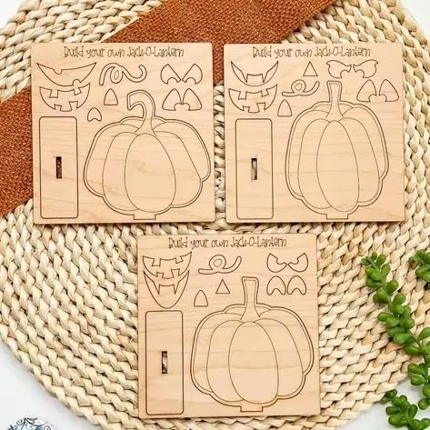 3 Sheets Wooden Pumpkin Shape – Unfinished Pine MDF Wood Cutouts