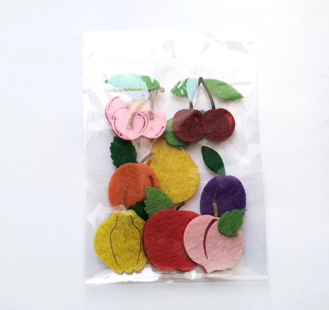 Pack of 8 Felt Fruits and Vegetables Cutouts – Apple, Pear, Plum,
