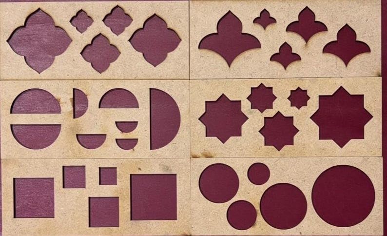 Mandala Art Stencils Set – 12 Unique Shapes in Different Sizes | MDF Stencil Kit for Dot