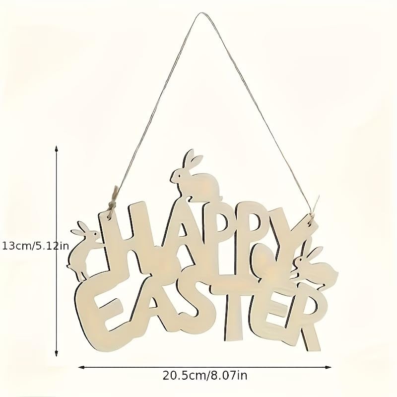 Wooden Easter Bunny Egg Hanging Decoration – Spring Door Ornament with Rabbit & Egg Design