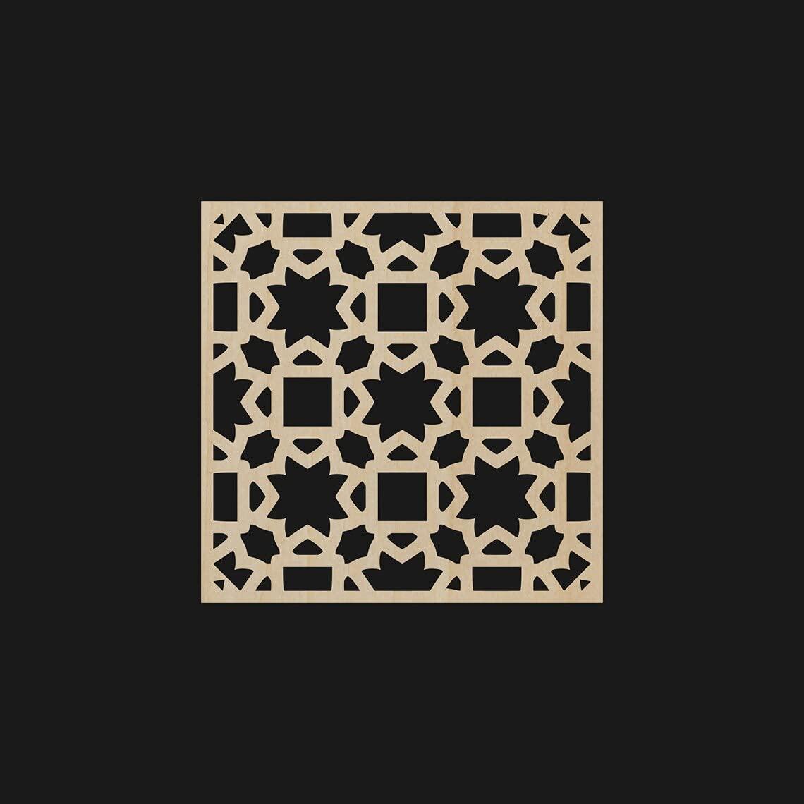 Haoser Wall Hanging Wooden Carved Panel for Room Partition, Cabinet Doors, Windows (Square Panel-4) - Haoser