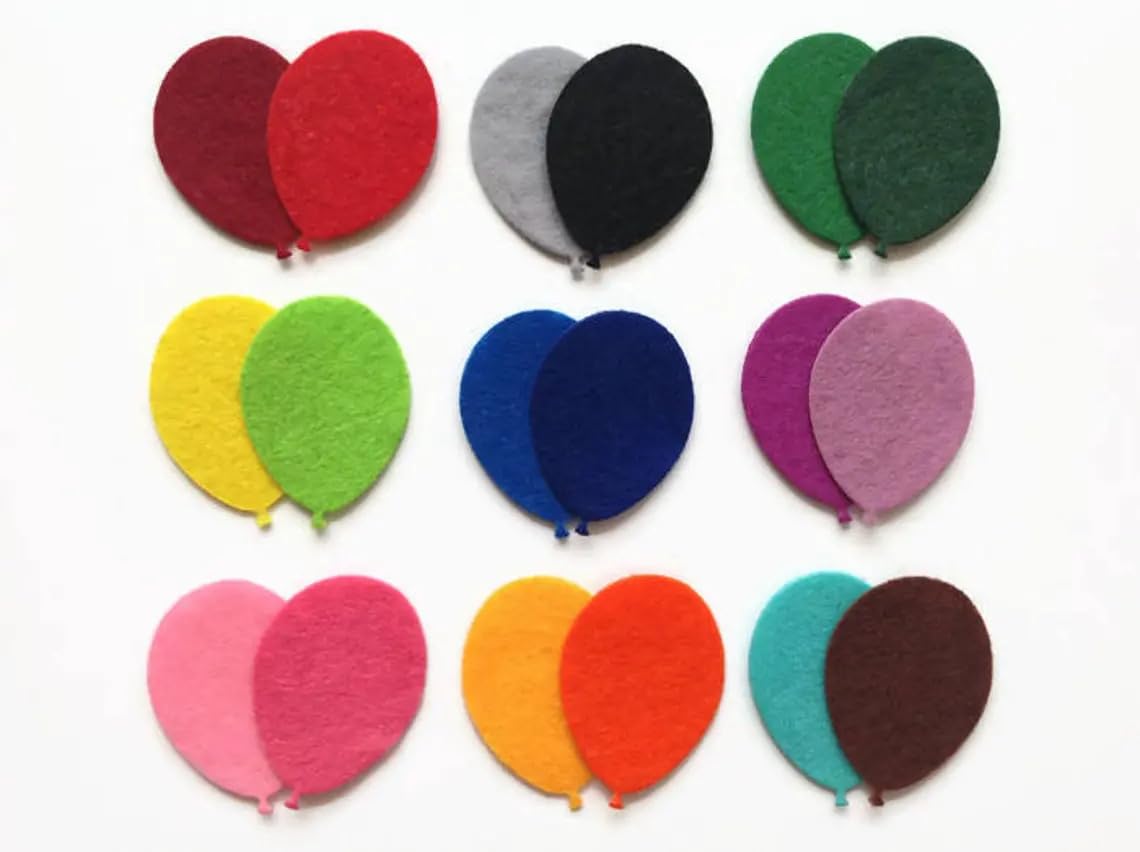 Pack of 20 Felt Balloon Cutouts – Mini Balloons for Sewing Crafts