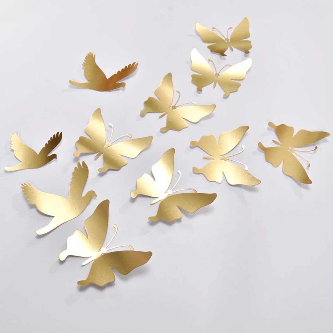 16 Pcs Gold Butterfly Wall Decor – 2.5x2.75 Inch Paper Butterflies