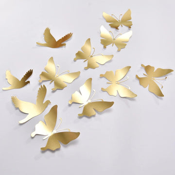 16 Pcs Gold Butterfly Wall Decor – 2.5x2.75 Inch Paper Butterflies