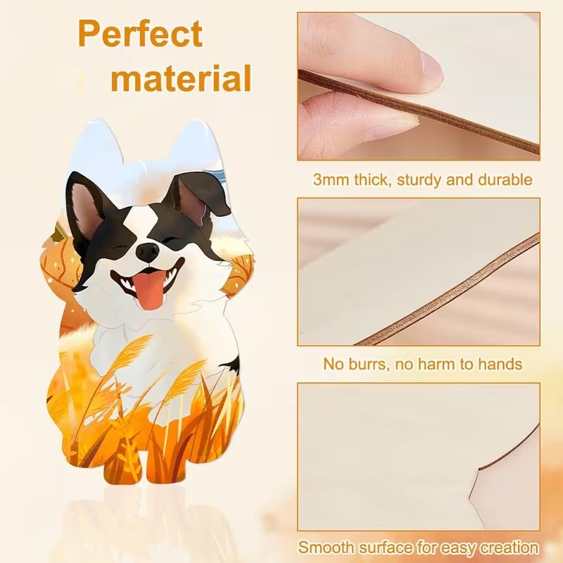 Set of 4 Wooden Dog Shape MDF Painting Craft Boards for Kids