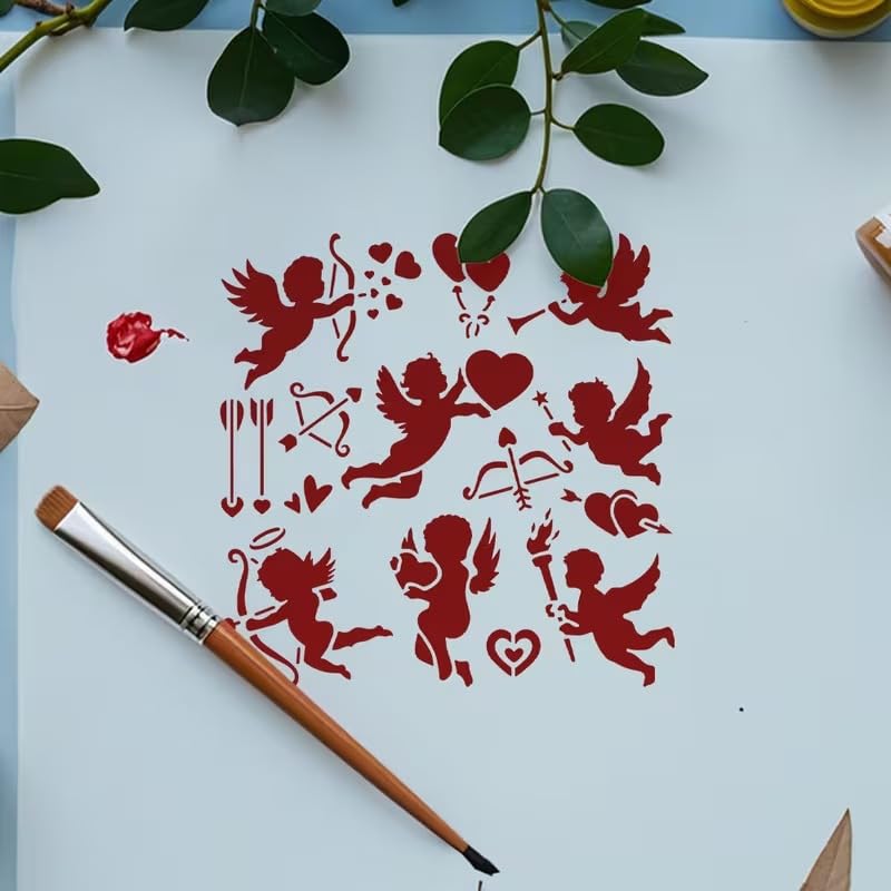Cupid Love Painting Stencil 6 x 6 Inch | Reusable Craft Stencil | Valentine Cupid Template for Wall Painting
