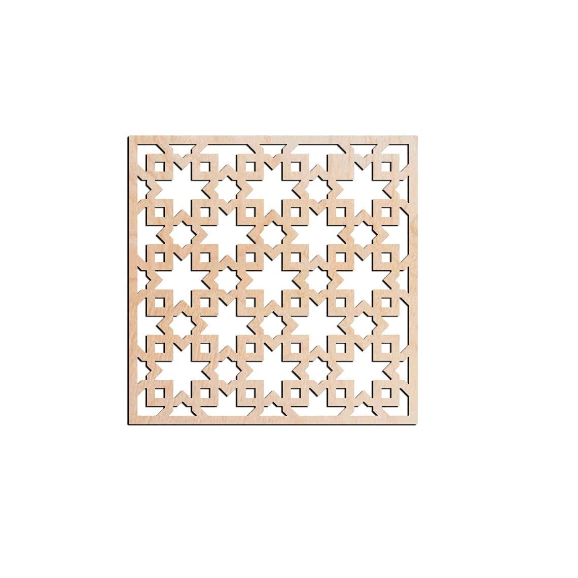 Haoser Wall Hanging Wooden Carved Panel for Room Partition, Cabinet Doors, Windows (Square Panel-2) - Haoser
