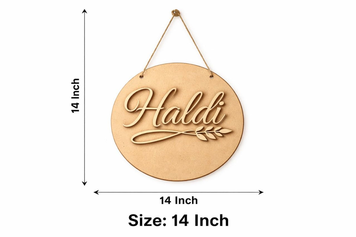 Mehndi Ceremony Wooden Round Board 14 Inch | Wedding Mehndi Decoration Sign Board
