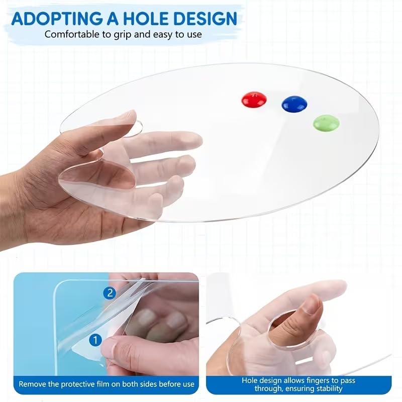2 Pcs Transparent Acrylic Color Palette for Painting | Artist Oil, Watercolor