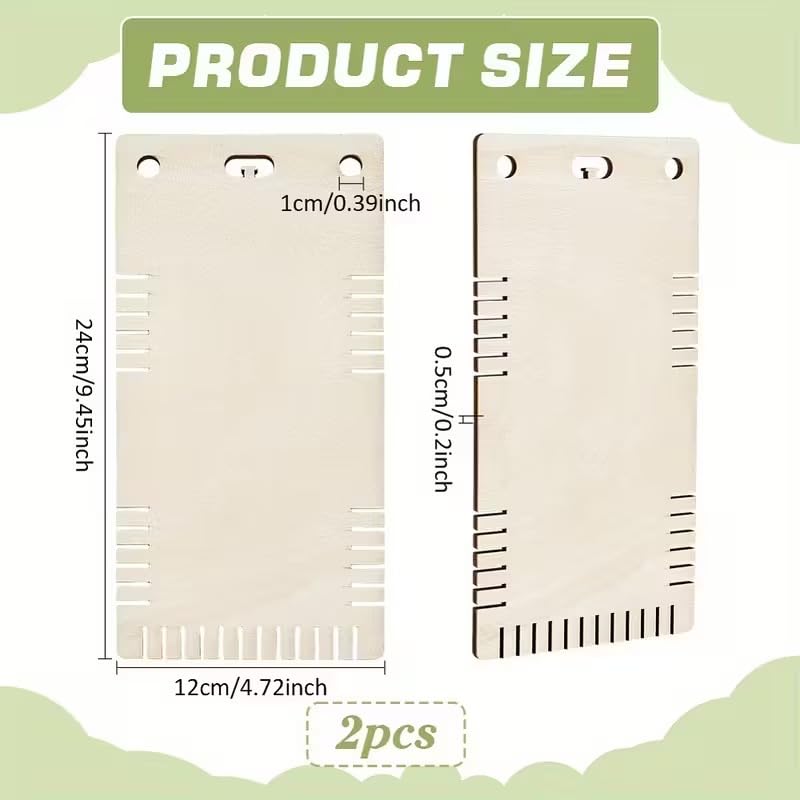2 Pcs Pine MDF Thread Winding Boards – Wooden Floss Bobbin Organizer Cards for Cross