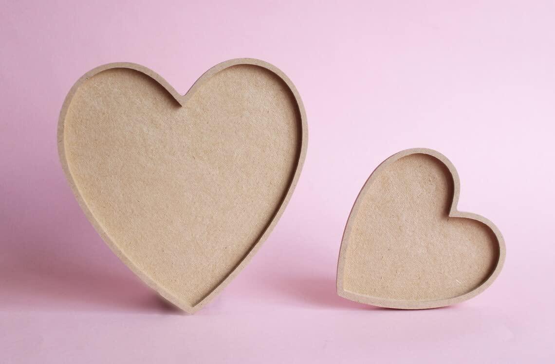 Haoser Wood Heart Combo Cutouts, Natural Unfinished Wooden Heart Cutout Shape for DIY Craft Projects, Decorative Design (Big Heart- 16cm, Small Heart- 10.5cm) - Haoser