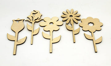 Haoser 5 pcs. ,Wooden Flowers,Wooden Flowers for Craft ,Wooden Flower Bouquet, Laser Cut, Gift for Her, Natural Decor, Home Decor, Wedding Decor, Unfinished , 5 inch - Haoser