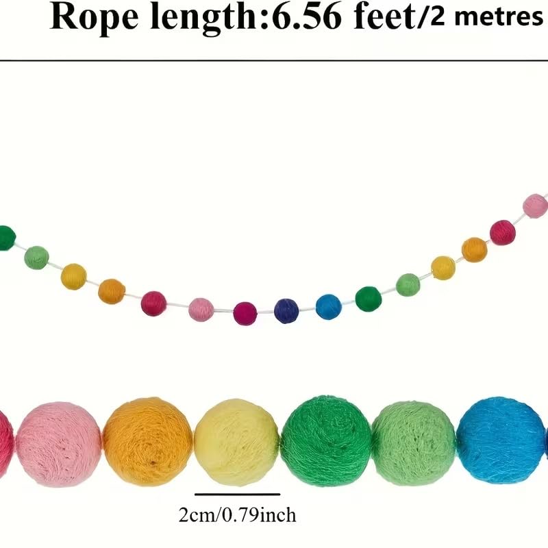 Felt Red & White Classic Ball String Garland – 6.56 Ft (2m) Durable