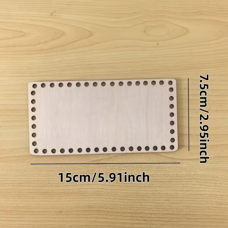 10 Pcs Rectangular Crochet MDF Wooden Base Set for DIY Basket Making | Wooden Craft Base for Crochet