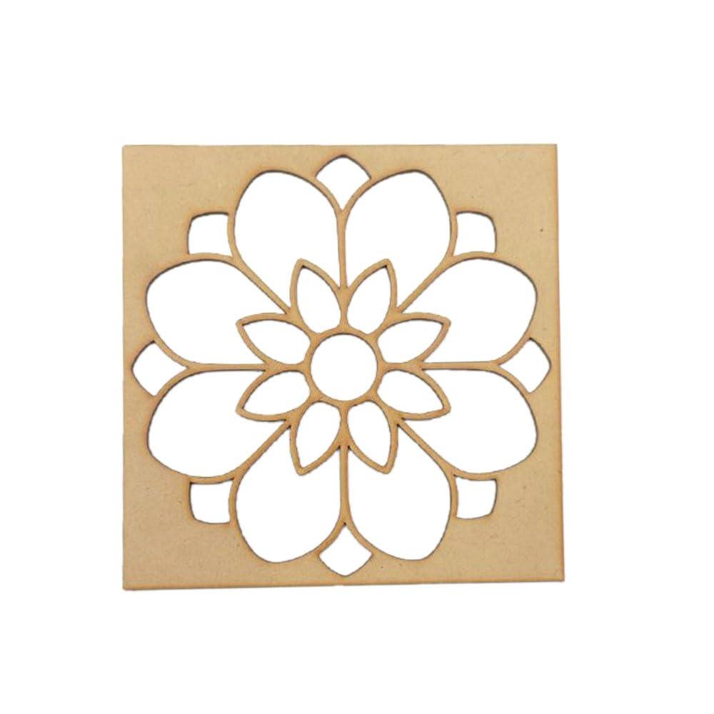 Haoser Wooden Rangoli Stencils Set for Diwali Decoration | Home Decoration (4 pcs, 8x8 inches) - Haoser
