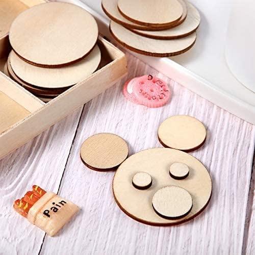 Haoser 200 Pieces Unfinished Round Wooden Discs, 5 Size Wood Cutout Circles Chips for Arts & Crafts Projects | Wooden Circles for Crafts Wood Cutouts-5 Sizes - Haoser