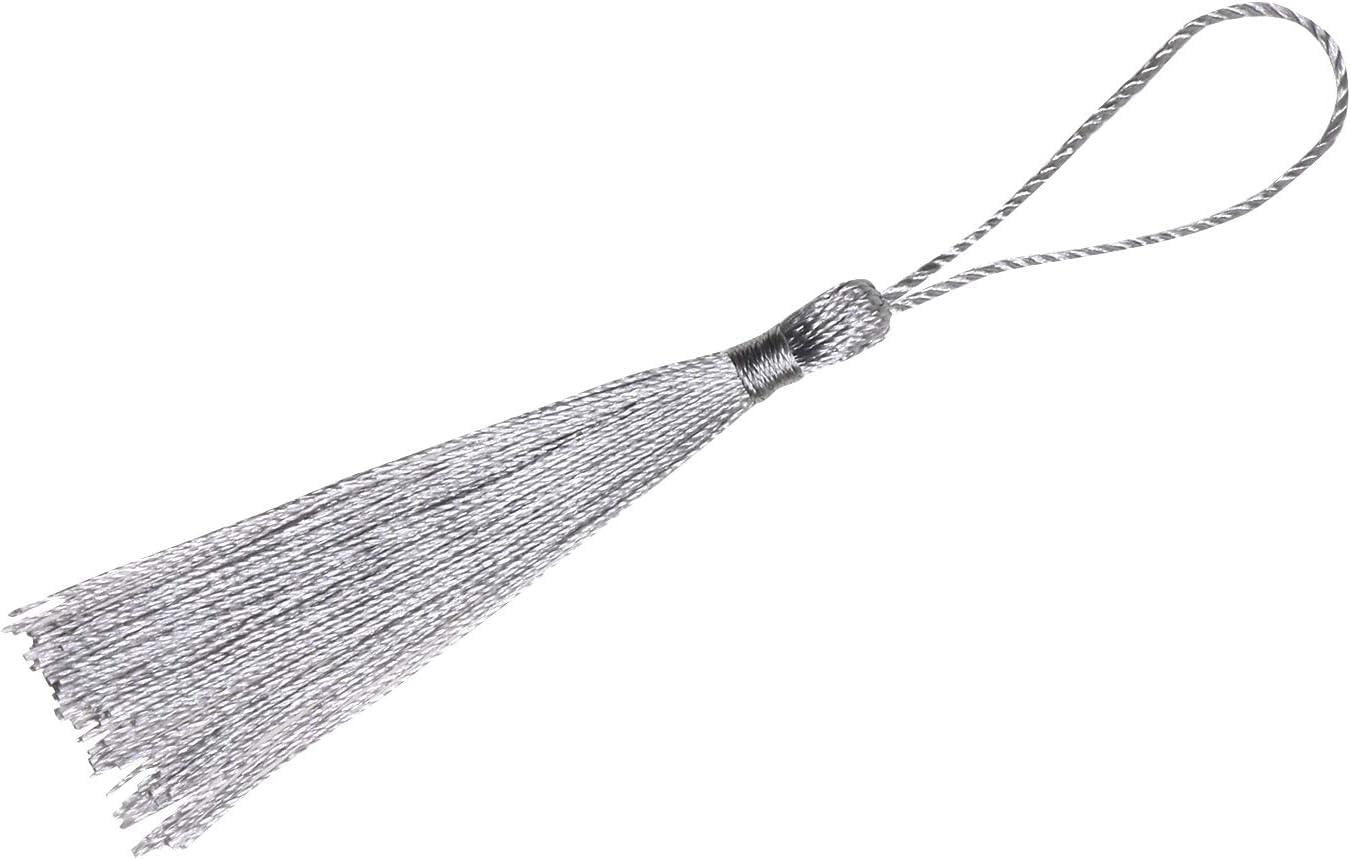 Haoser Silver 50 Psc 13cm/5 Inch Silky Floss Craft Tassels, Handmade Tassel with Loop for Jewelry Making Souvenir, Bookmarks, DIY Craft Accessory - Haoser