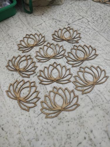 Haoser 10 Pcs Lotus MDF Cutout for Art and Craft