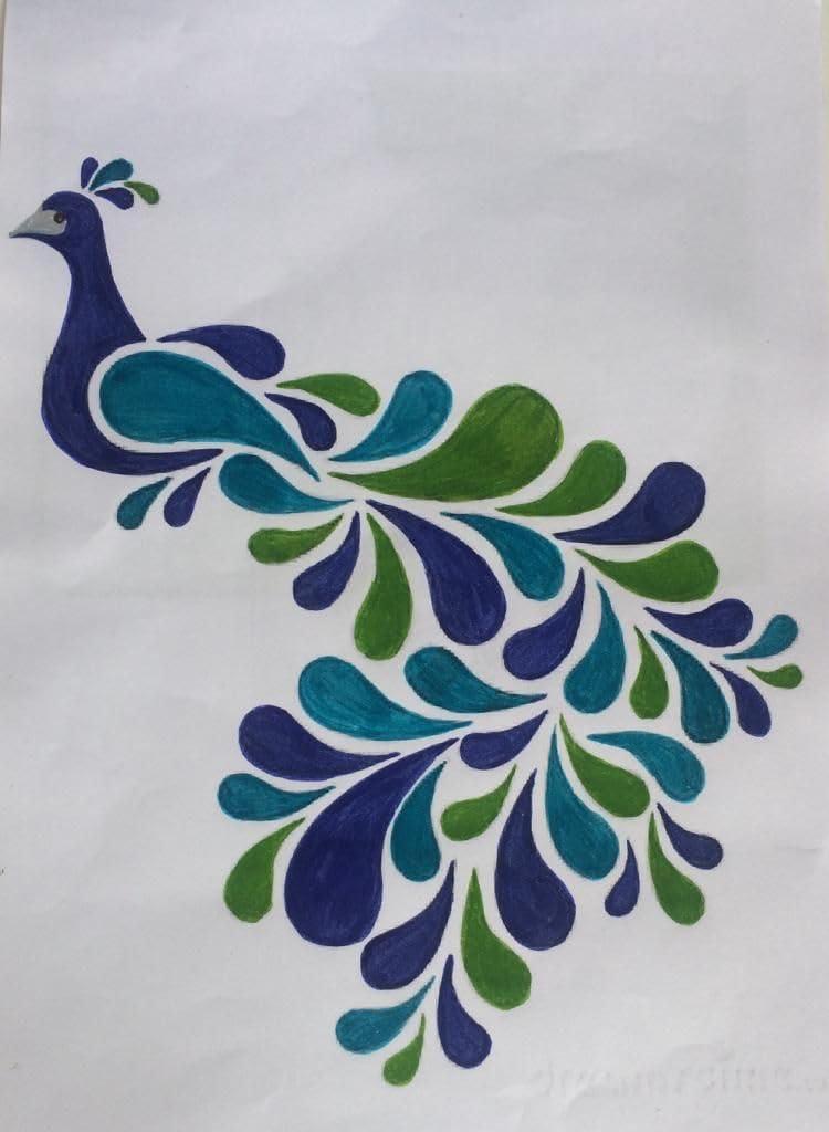 Haoser Peacock Rangoli Stencil for Diwali, 3mm MDF Big Rangoli Stencil for Diwali or Many Other Festivals DIY-12 in (1 pc) Rangoli MDF Stencils for Floor Decoration - Haoser