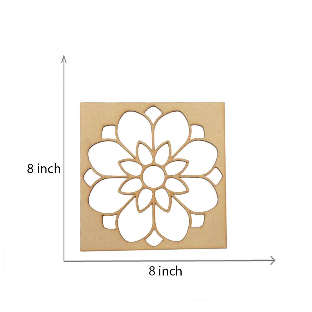 Haoser Wooden Rangoli Stencils Set for Diwali Decoration | Home Decoration (4 pcs, 8x8 inches) - Haoser