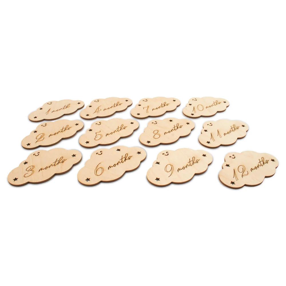 Set of 12 Wooden Baby Milestone Clouds – MDF Milestone Markers