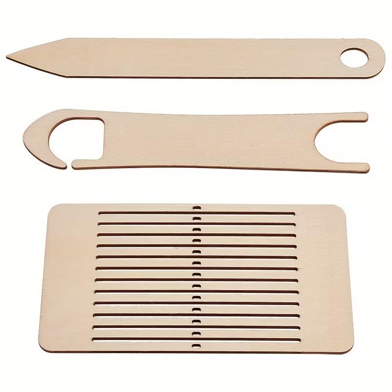 3 Pcs Wooden Knitting Loom Weaving Tools with 4×2 mm Slots – 3.54×4.72×0.1 Inch