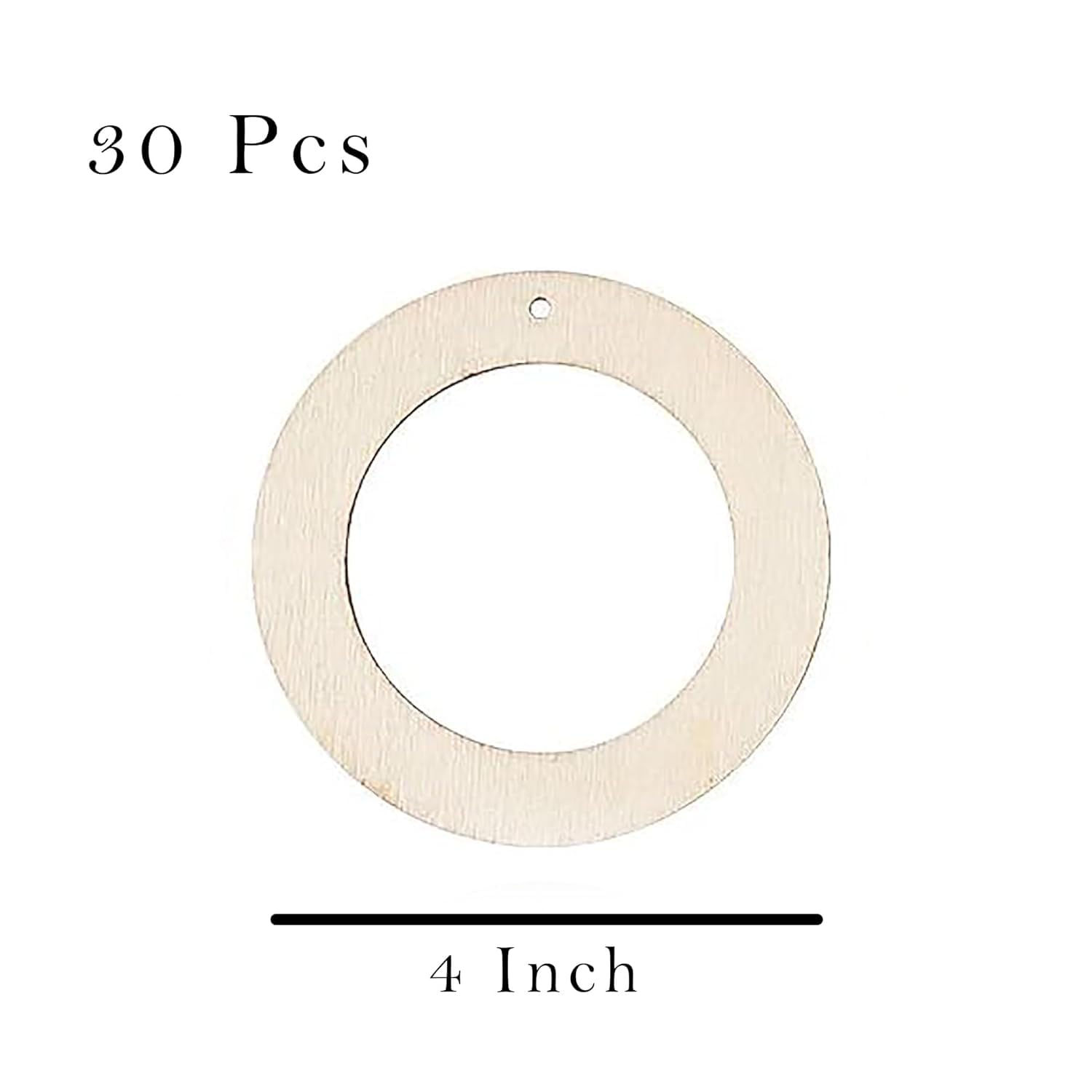 30 Pcs Wooden Flat Rings 4 Inch – MDF Unfinished Wooden Circles for DIY Crafts