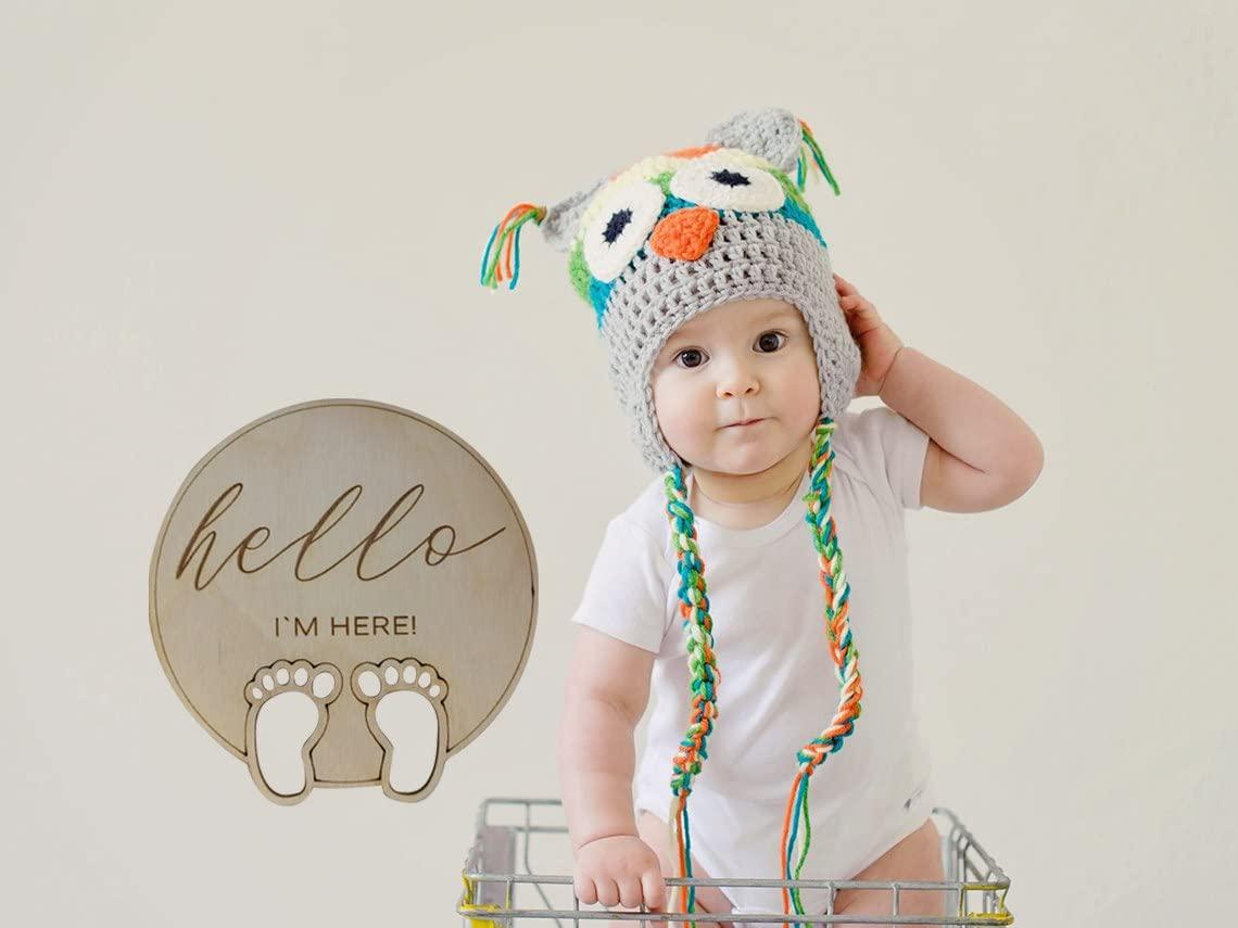 Haoser Milestone Cards for New Born Baby, Wooden Monthly Baby Milestone Markers, Unique Baby Gift, Milestone Photo Cards, 1-12 Months Wood Milestone Disc Set - Haoser