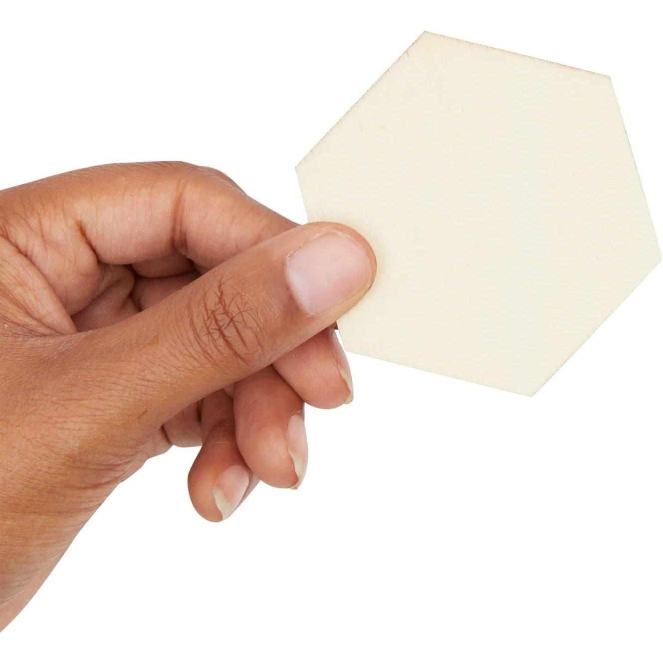 Haoser 15 Pack Unfinished Wooden Hexagon Pieces for DIY Crafts, 3 Inch Cutouts for Wood Burning, Painting, Wall Decorations - Haoser