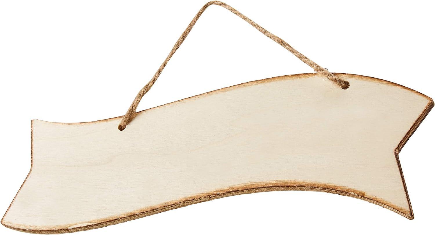 Haoser Unfinished Blank Hanging Wood Plaque Sign for Crafts (3 Pack) 11.5 x 4 Inches,MDF DIY Craft Item |MDF Cutouts for Craft - Haoser