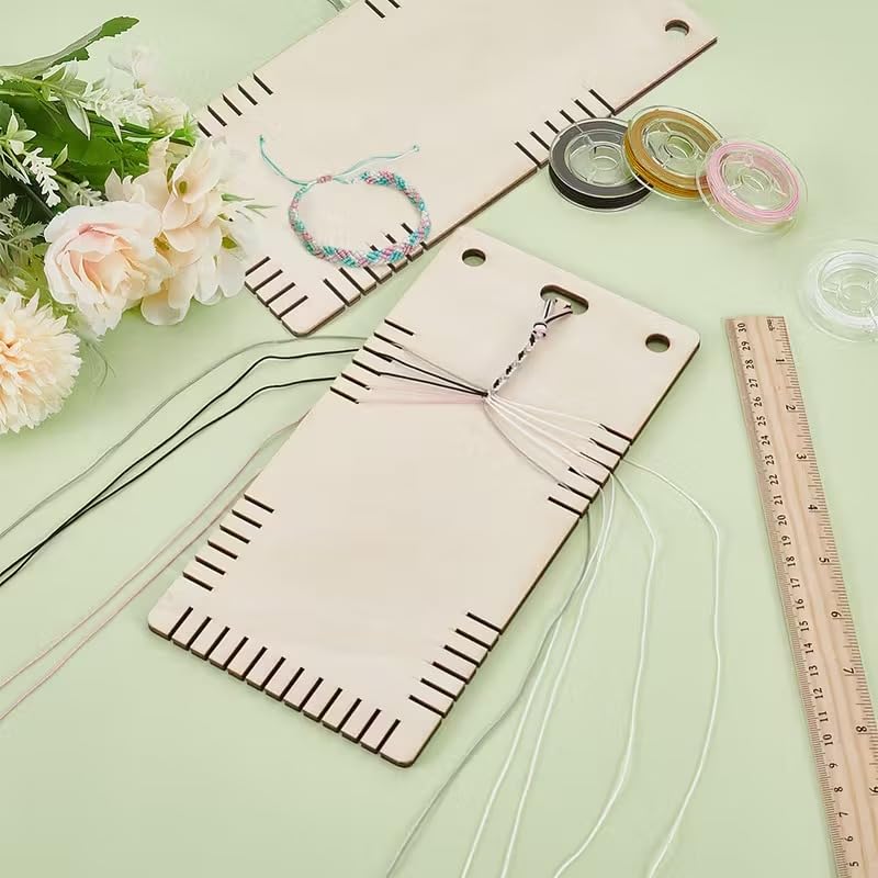 2 Pcs Pine MDF Thread Winding Boards – Wooden Floss Bobbin Organizer Cards for Cross