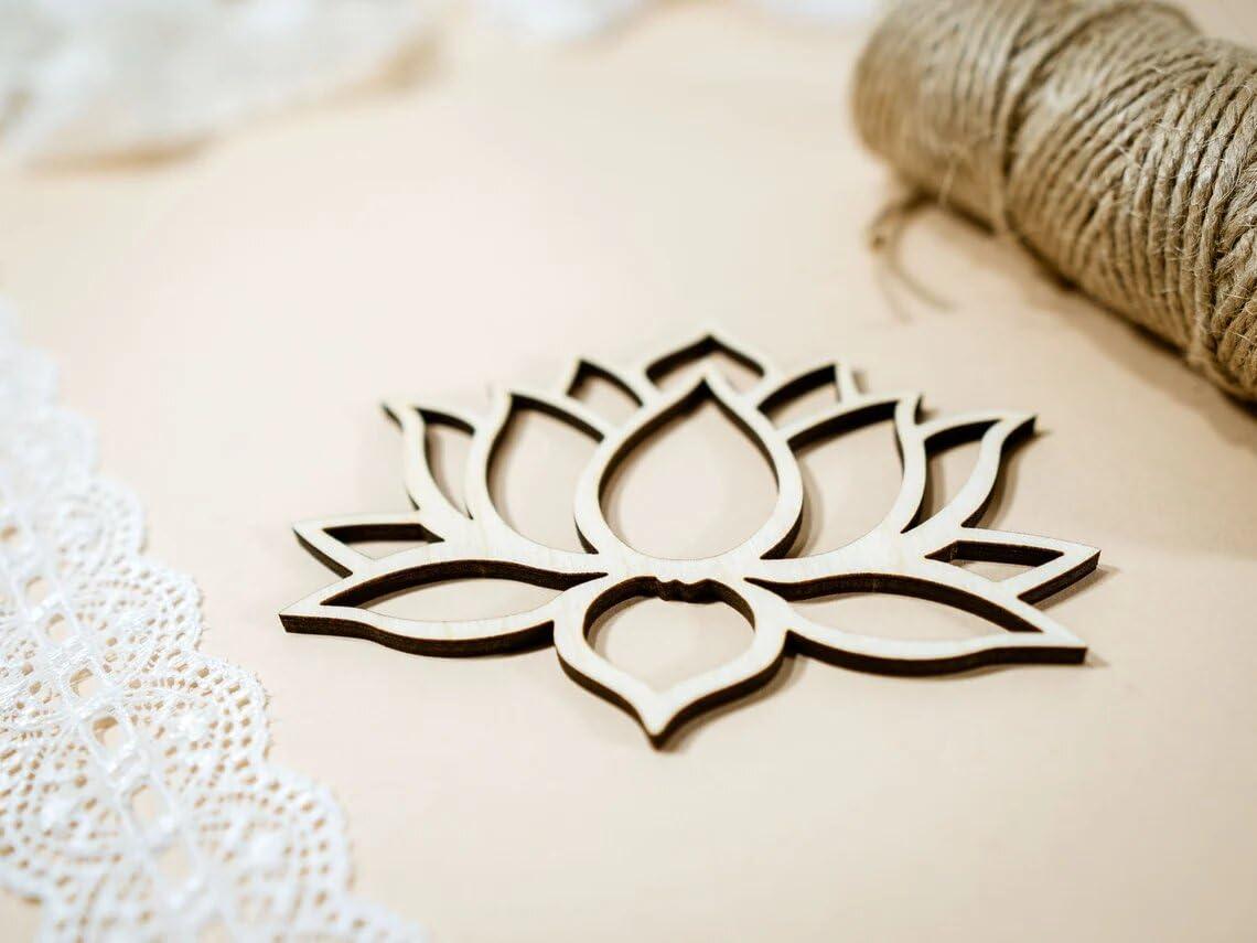 Haoser 10 Pcs 4 inch Lotus MDF Cutout for Art and Craft | DIY Decorative Lotus Flower Shape | Perfect for Crafting and Painting Projects|Diwali decortaion Craft - Haoser