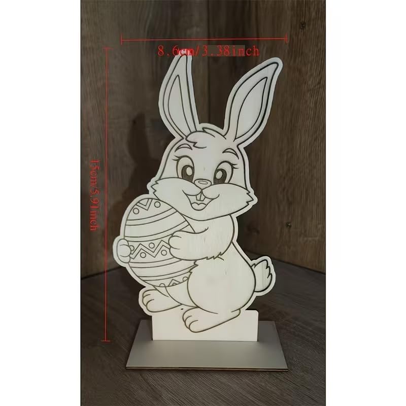 3 Pcs DIY Easter Craft Kit – Paint Your Own Rabbit & Egg Wooden Tabletop Signs