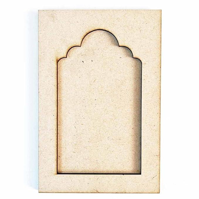 Haoser Plain MDF jharokha Cutouts for Art and Craft|Set of 2 Plain Wooden Jharokha MDF Cutouts Wall Decor Wooden Jharokha MDF Jharokha Cutout (L X H 21 X 30 CM) - Haoser