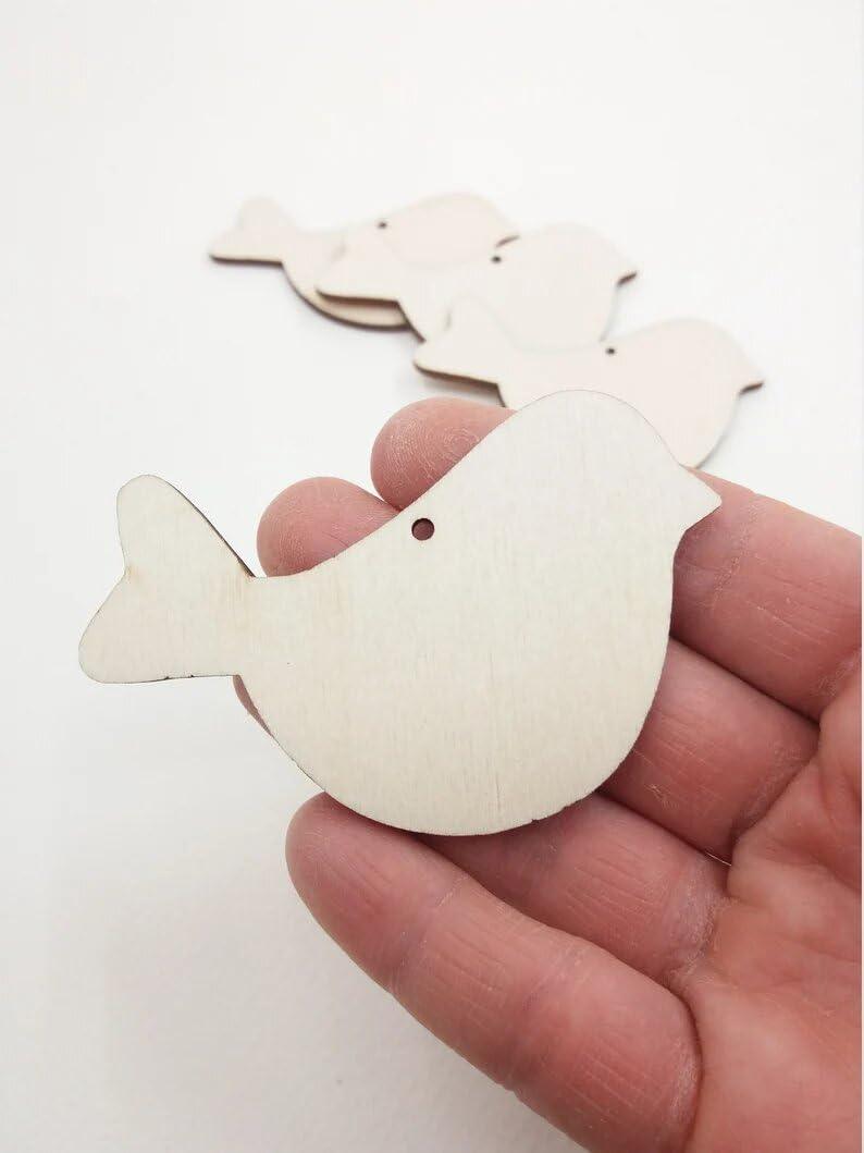 Haoser 12 Piececs Decorative Birds for Crafts,Wooden Bird Cutouts, Unfinished Wood Birds, Bird Wood Shapes,Bird Wood DIY Crafts Cutouts,Hanging Wooden Birds Ornaments - Haoser